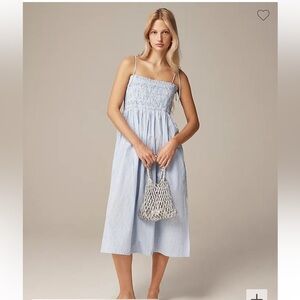 NWT J. Crew Paloma dress in blue and white striped cotton poplin XL